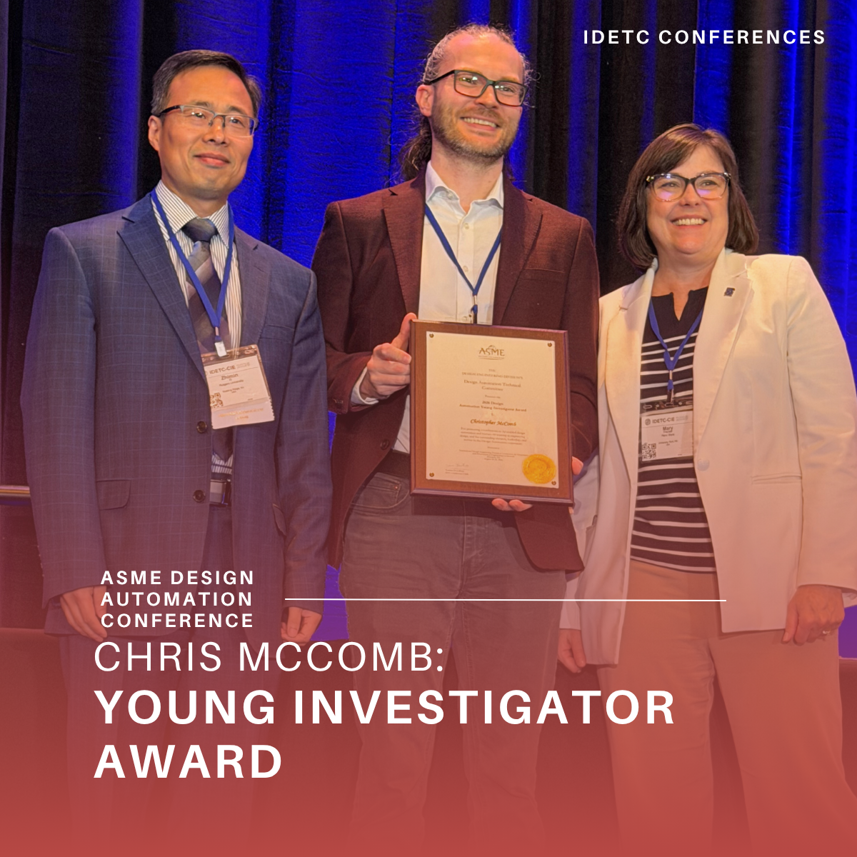 man winning award