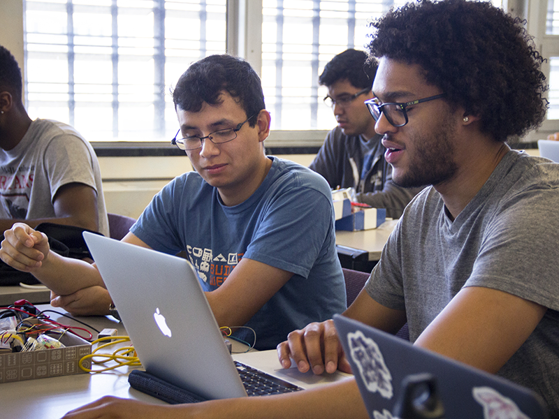 students working in a group