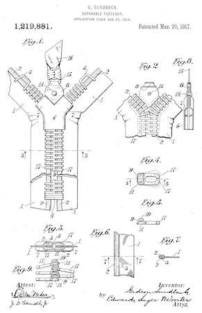Patent for the zipper