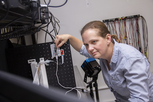 Sarah Bergbreiter in the lab