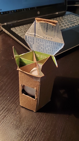 This example from the egg packaging project is a hexagonal, cardboard structure.