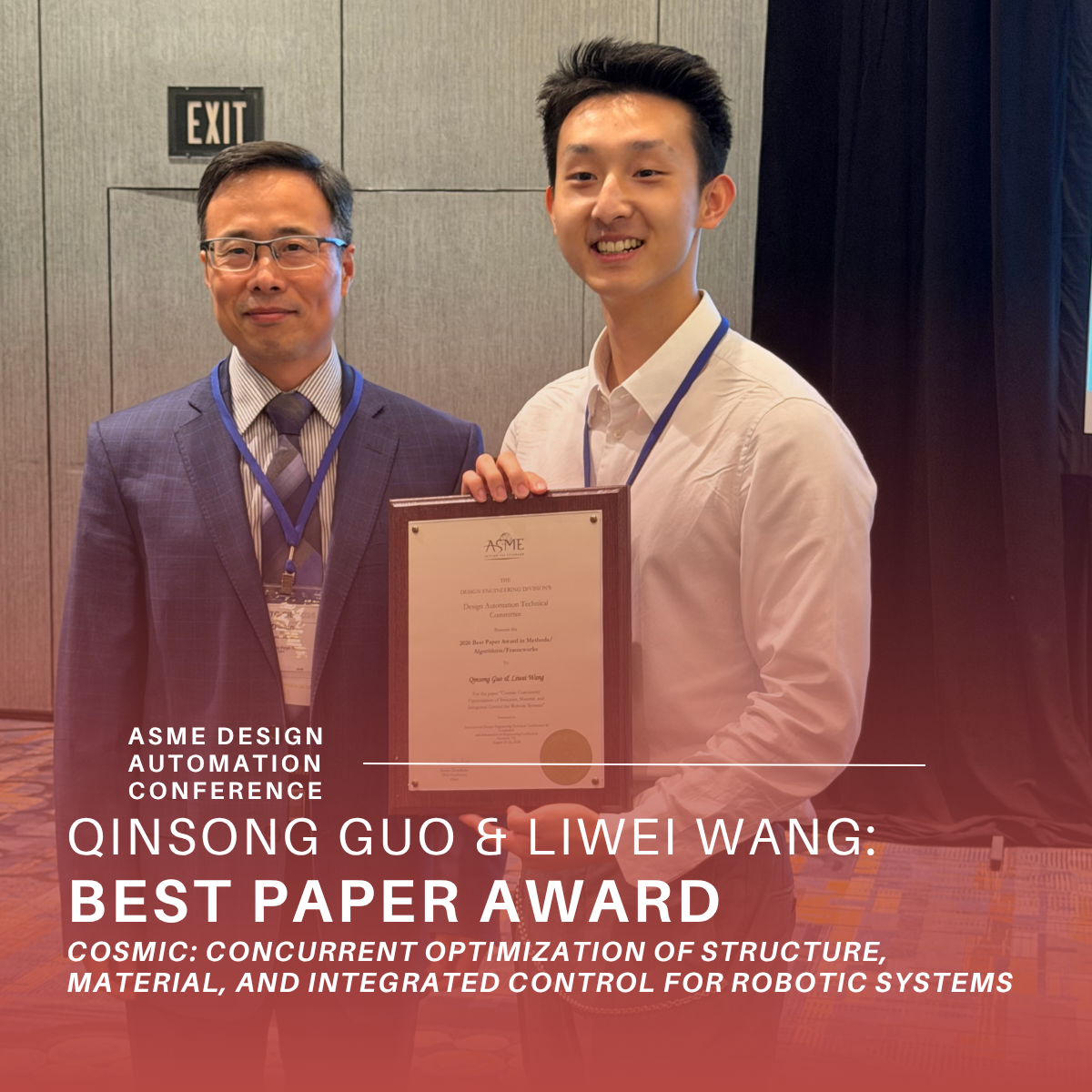 man winning award
